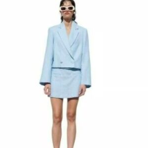 ZARA Blue Linen Skirt